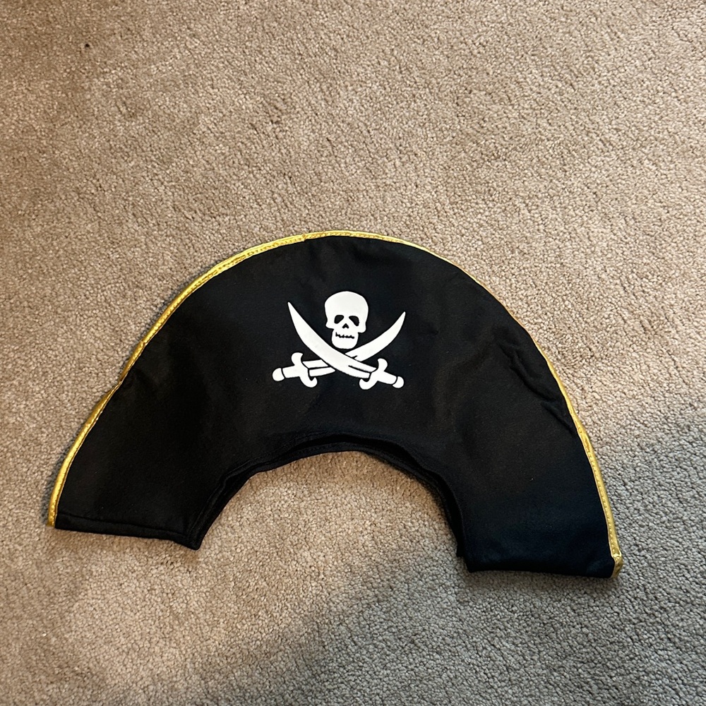 Black velvet Pirate Costume Accessory with Skull and Crossbones